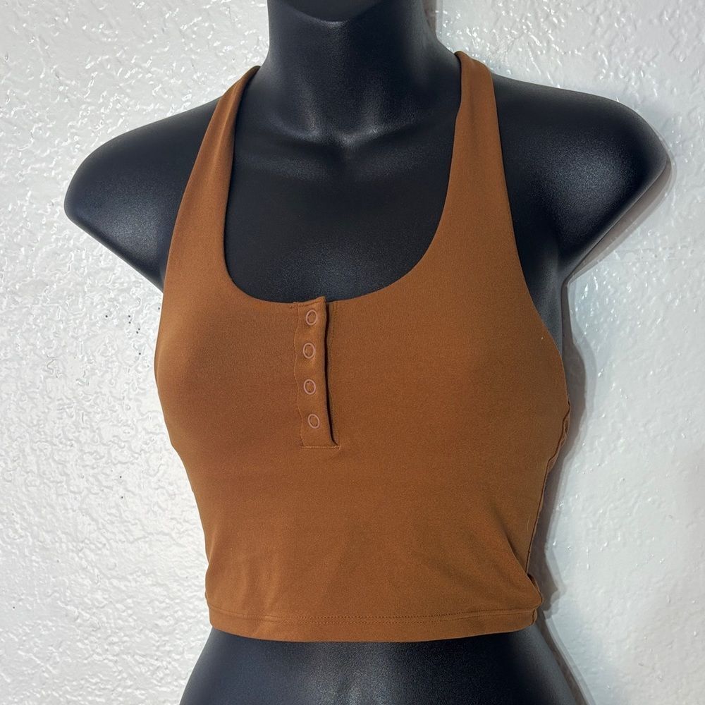 Offline by aerie women’s xs real me Racerback Long line crop‎ top brown new